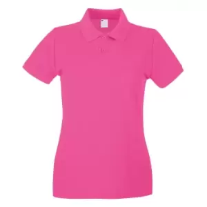 Womens/Ladies Fitted Short Sleeve Casual Polo Shirt (XX Large) (Hot Pink)