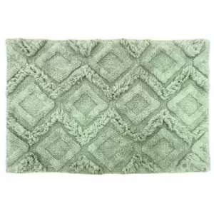 The Linen Yard Diamond Tufted Bath Mat (One Size) (Sage Green) - Sage Green