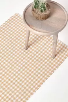 Cotton Gingham Check Hand Woven Hall Runner, 66 x 200 cm