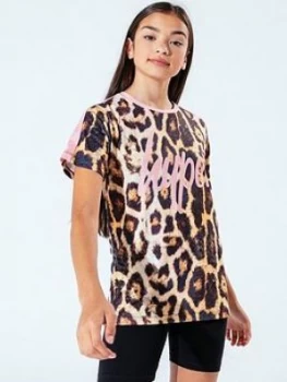 Hype Leopard Short Sleeve T-Shirt, Leopard, Size Age: 5-6 Years, Women