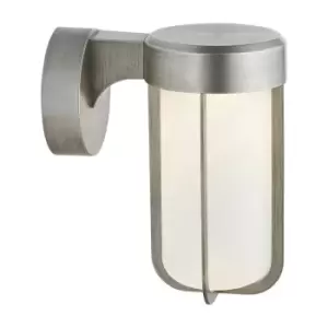 Merano Benevento Outdoor Integrated LED Wall Lamp Brushed Silver Finish & Frosted Glass IP44