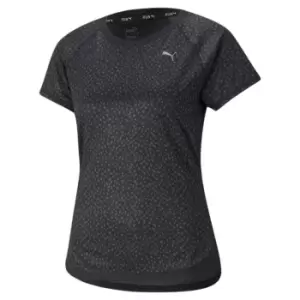 Puma Run Short Sleeve Graphic T Shirt Womens - Black