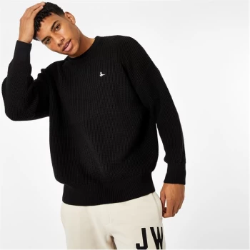 Jack Wills Waffle Crew Neck Jumper - Washed Black