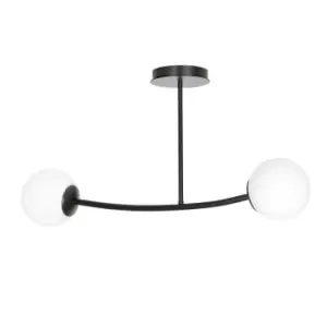 Halldor Black Globe Ceiling Light with White Glass Shades, 2x E14