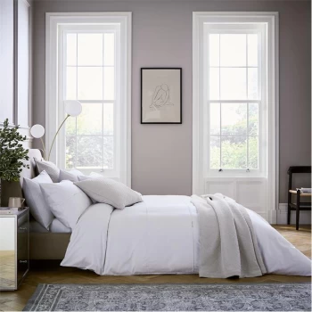 Bedeck of Belfast White Cotton Sateen 300 Thread Count Fine Linens 'Otsu' Duvet Cover - double