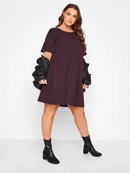 Yours Rib Smock Dress - Aubergine, Purple, Size 14, Women