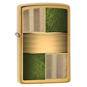 Zippo Re Fillable Brushed BrassGreen Regular Lighter