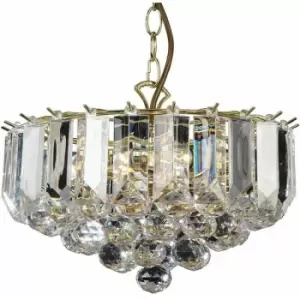 Loops - 3 Light Chandelier Pendant brass & acrylic Shade Hanging Ceiling Lamp Holder