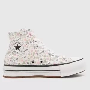 Converse White All Star Hi Eva Lift Girls Youth Trainers