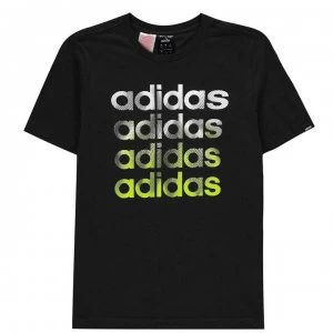 adidas Faded Repeat Logo T-Shirt Junior Boys - Blk/SignalGreen