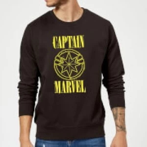 Captain Marvel Grunge Logo Sweatshirt - Black - S