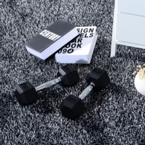 HOMCOM Rubber Hexagonal Dumbbell Set,2 pcs x 4 kg