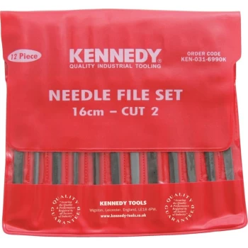 160MM (6.1/2') 12 Piece Second Cut Assorted Needle File Set - Kennedy