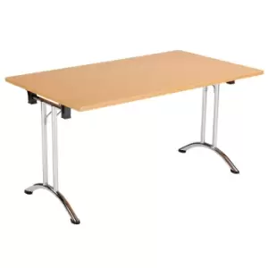 One Union Folding Table 1400 X 700 Chrome Frame Beech Rectangular Top