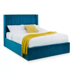 Julian Bowen Langham Scalloped Headboard Storage Bed 180Cm Teal Velvet