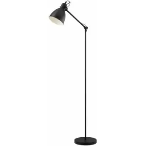 Loops - Adjustable Arm Floor Lamp Light Black & White Shade 1 x 40W E27 Bulb