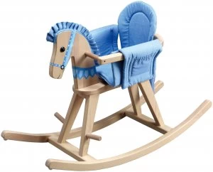 Fantasy Fields Safari Natural Rocking Horse Blue Pad.