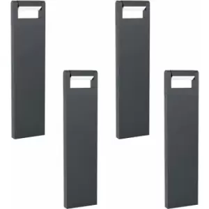 Loops - 4 pack IP44 Outdoor Bollard Light Black Cast Aluminium 4.8W LED Post