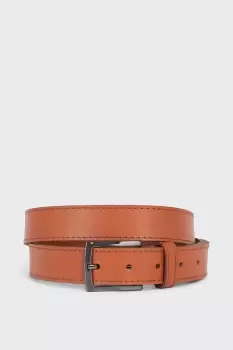 Mens Tan Leather Feathered Edge Belt