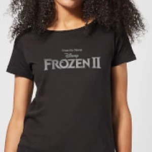 Frozen 2 Title Silver Womens T-Shirt - Black - XXL