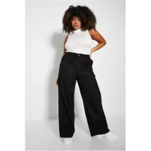 I Saw It First Plus Size Wide Leg Cargo Trousers - Black