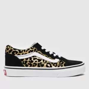 Vans Brown & Black Old Skool Leopard Girls Youth Trainers