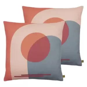 Furn. Sun Arch Twin Pack Polyester Filled Cushions Clay Red