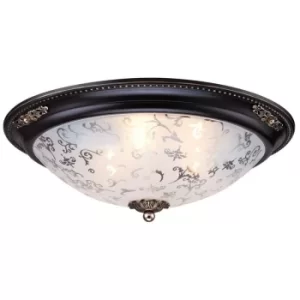 Diametrik Flush Bowl Ceiling Lamp Brown with Gold, 3 Light, E27