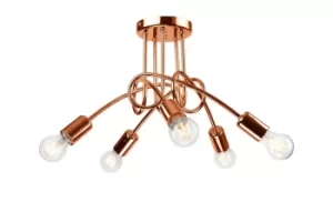 Camilla Multi Arm Semi Flush Ceiling Light Cooper, 5x E27