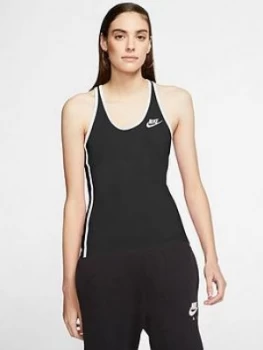 Nike NSW Heritage Racerback Tank Top - Black/White , Black, Size S, Women