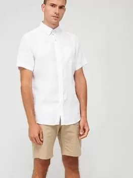 Gant Gant Linen Short Sleeve Shirt, White Size M Men