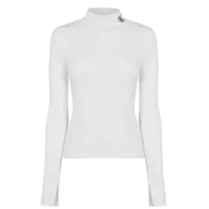 Calvin Klein Jeans Rib Mock Neck T Shirt - White