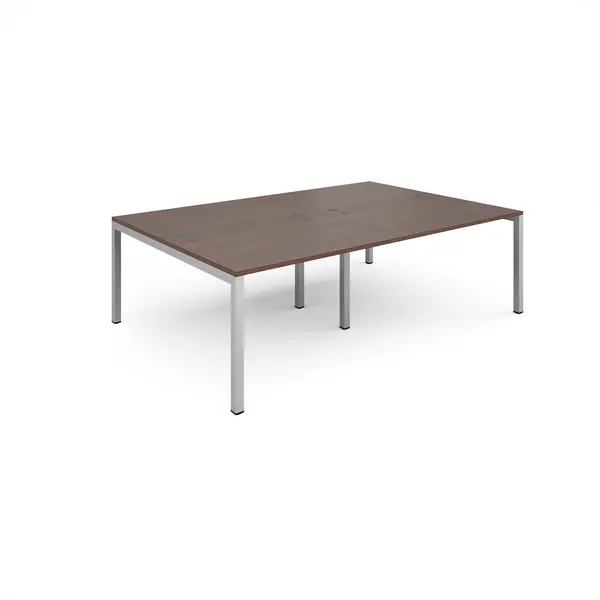 Connex Double Back to Back Office Desk - 2400mm x 1600mm - Silver - Walnut