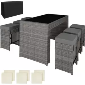 Tectake Ibiza Rattan Bar Set With Protective Cover - Grey