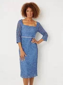 Wallis Lace Embellished Midi Dress - Blue Size 16, Women