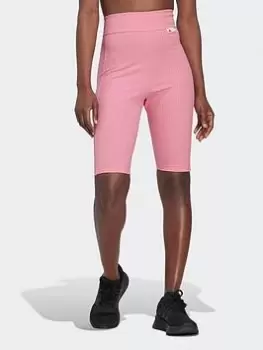 adidas Studio Lounge Ribbed Shorts, Pink Size XS Women