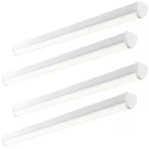 4 PACK 6ft High Lumen Batten Light - 68.5W Cool White LED - Gloss White & Opal