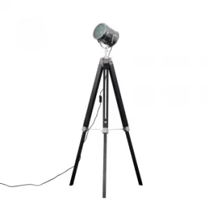 Starboard Matt Black and Chrome Tripod Floor Lamp