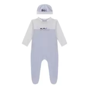 Boss Logo Baby Grow And Bib Set Boys - Blue