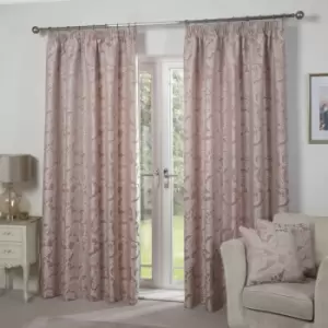 Emma Barclay Duchess Paisley Jacquard Lined Pencil Pleat Curtains, Blush Pink, 46 x 72 Inch