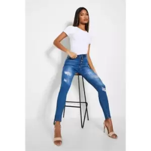 I Saw It First Denim 5 Button Distressed Skinny Jean - Blue