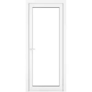 Crystal uPVC Single Door Full Glass Right Hand Open In 890mm x 2090mm Clear Double Glazed White (each)