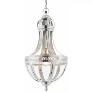 Hanging Ceiling Pendant Light Nickel & Clear Glass Vintage Lamp Bulb Lantern