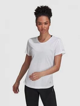 adidas Run It Tee, White, Size S, Women