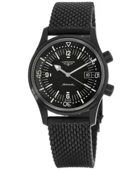 Longines Legend Diver Automatic Black Dial Black Rubber Strap Mens Watch L3.774.2.50.9 L3.774.2.50.9