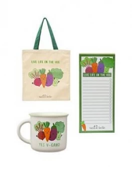 Sass & Belle Live Life On The Veg Tote Bag, Mug And Notebook