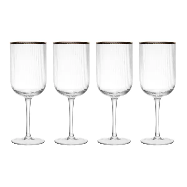 Sorrento Ridged Crystal White Wine Glasses, Set of 4, 400ml