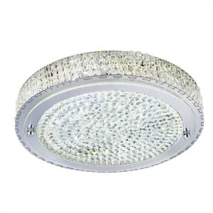 LED 1 Light Large Flush Ceiling Light Chrome, Crystal