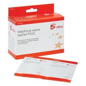 5 Star Office Telephone Wipes Sachet Pack of 50