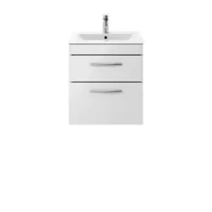 Nuie Athena 500 Wall Hung 2-drawer Vanity & Minimalist Basin - Gloss Grey Mist